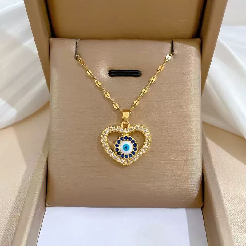 Designer Necklace 18k Gold Stainless Steel Evil Eyes Necklace for Men Women OT Pearl Buckle Party Wedding Travel Jewelry Wholesale Drop Ship