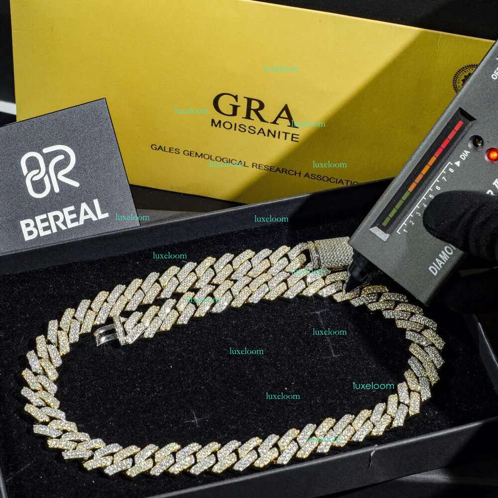 Custom Iced Out Sterg Pendant Moissanite Dia Designer Fashion Necklaces Sier Miami Cuban Chain GRA 14mm 2 Rows Gold Hip Hop Necklace Jewelry for Men