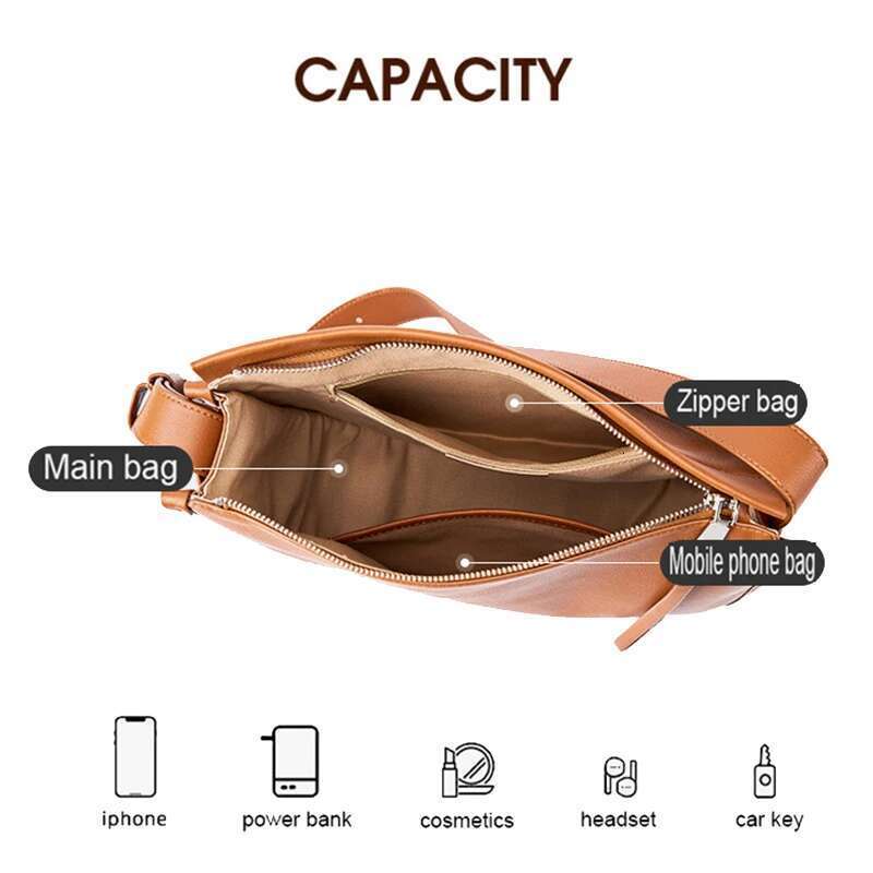 New Women Split Leather Bucket Bag Female Commuting Large Capacity Single Shoulder Handbag Crossbody Lady Messenger Tote Bags