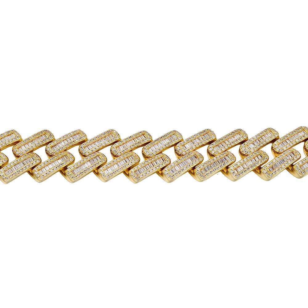 New Design Fashion Jewelry Gold and Silver Plated Brass High Quality Hip-hop Moissanite Chains for Men Bracelet