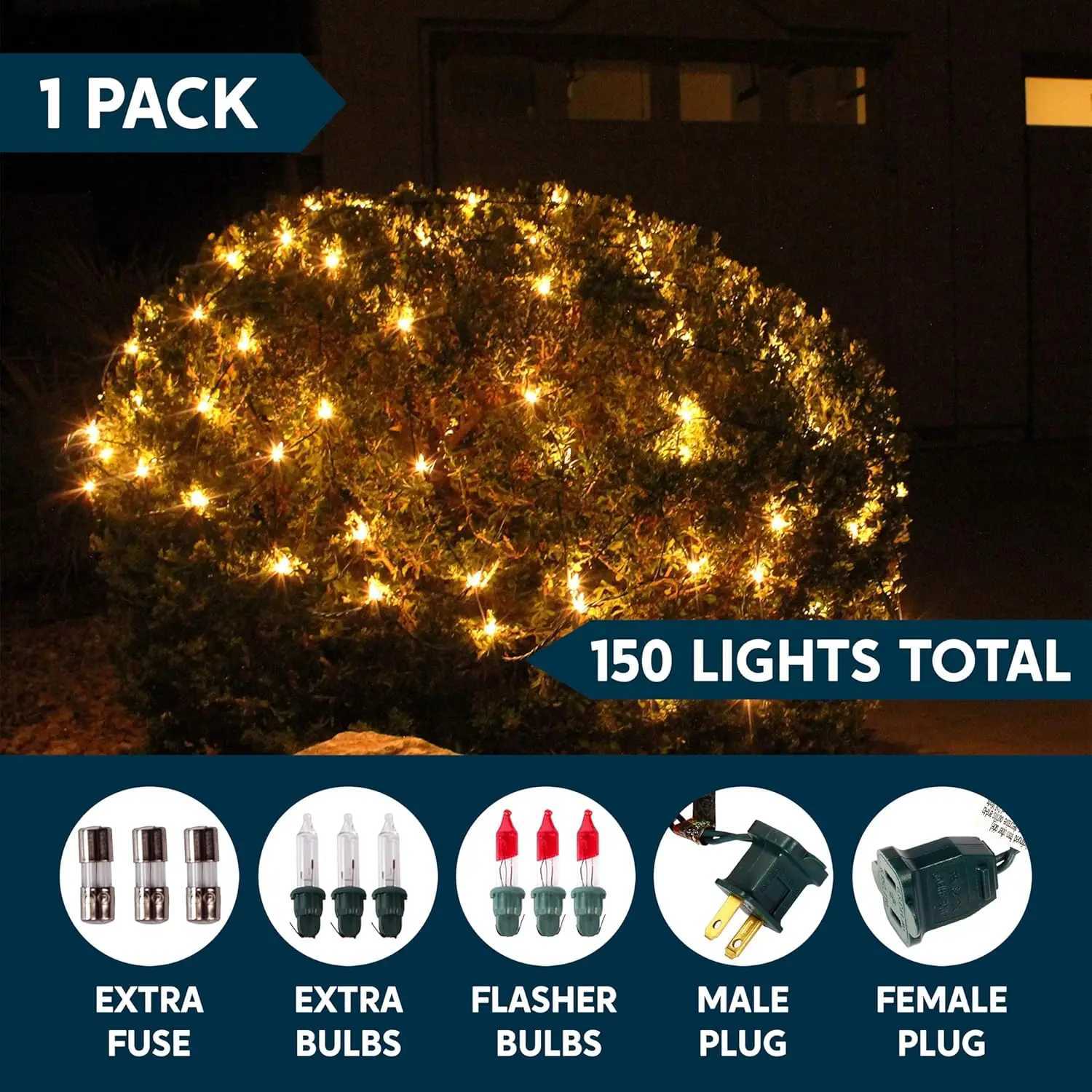 JOYFY 150 Warm White Christmas Net Lights for Christmas Eve Night Indoor Outdoor Christmas Tree Bushes Decor W251107