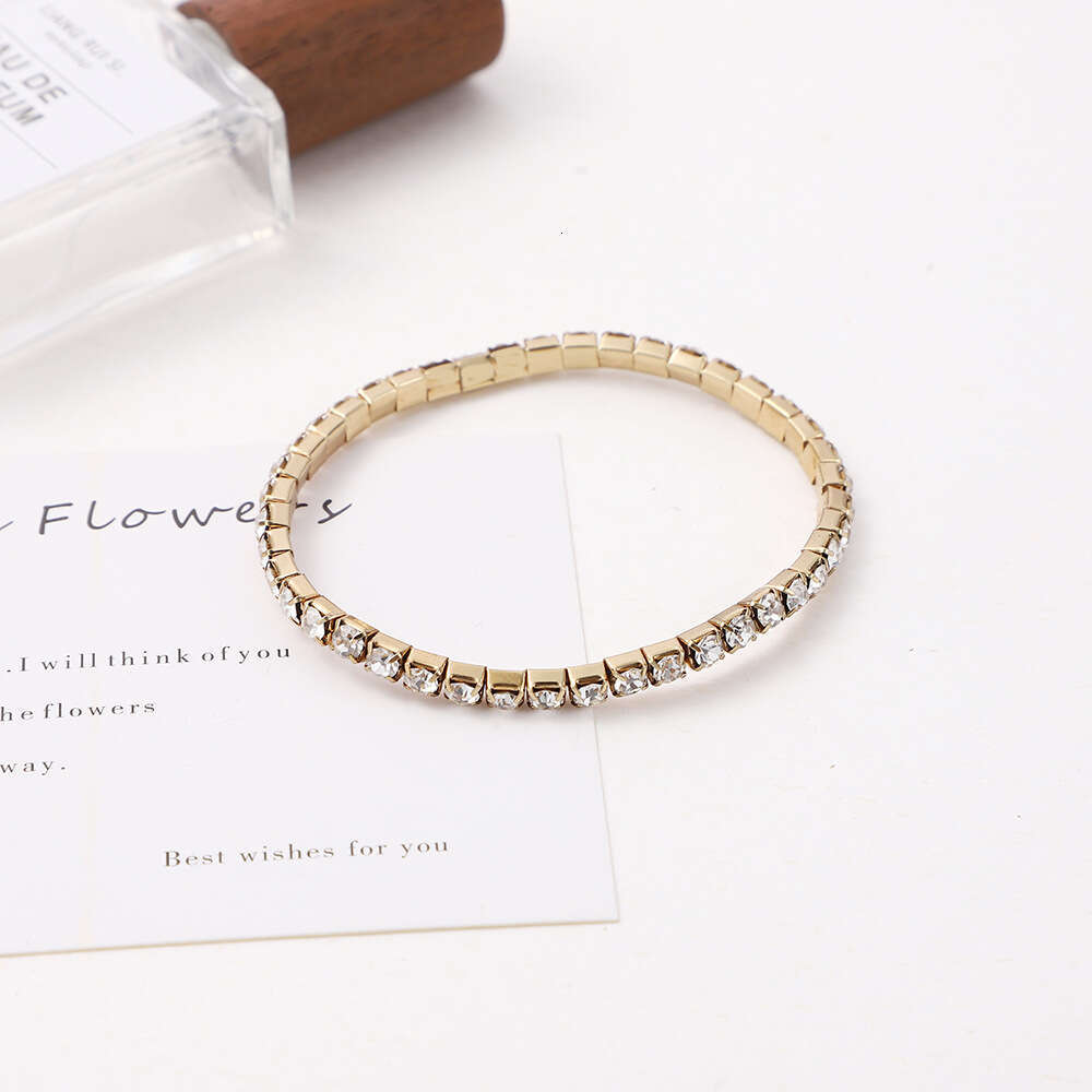 New jewelry set with zircon hot stone bracelet for women, fashionable, simple, high-end, single row full dia tennis chain