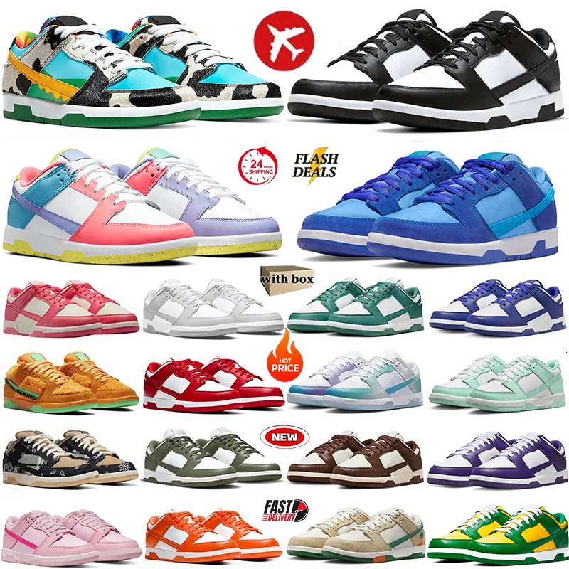 With Box Designer Pandasneakers duncs low trainers Dunsk Classic Black White Grey Fog Olive Brown Univeity Red UNC Coast Outdoor Mens Womens Casual shoes Size 36-47