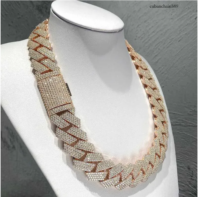 Elegant Silicone-Wrapped Sterling Silver Cuban Chain Necklace with 19mm Iced CZ Detail for Stylish Gents