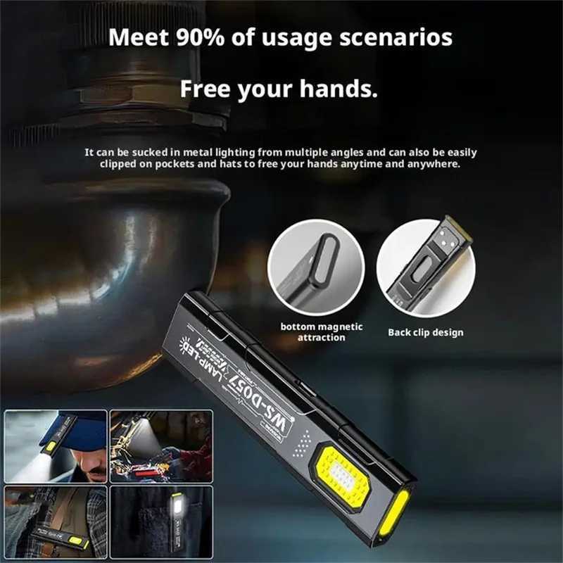 LED Keychain Flashlight Rechargeable EDC Flashlight With COB Mini Torch Light Pocket Lantern Flood Work Light With MagnetW251106