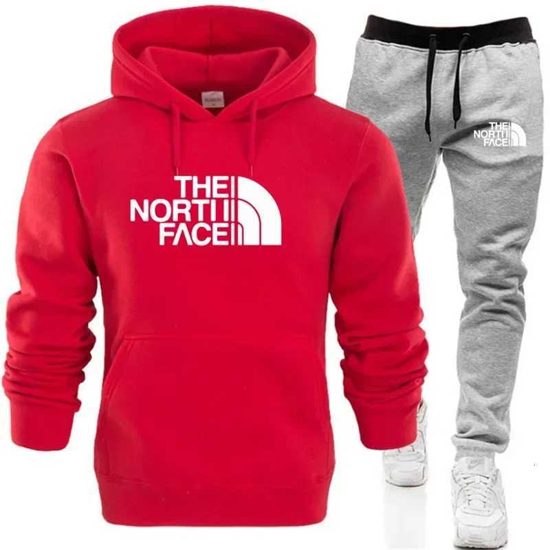 Winter Hoodie Sets Men Fashion Fleece Red Hoodies Black Brand Pants Casual Jogger Suit Tracksuit Sweatshirt Woman PulloverXJ251106