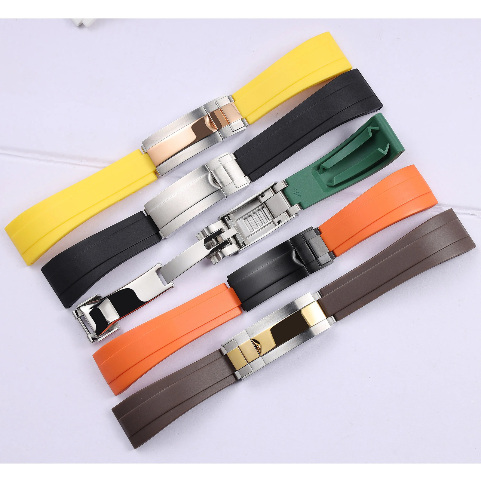 high quality 20 21mm black blue rubber watchband strap for Rolex Submariner Daytona GMT Oyster Datejust Silicone Wrist Bracelet 251107