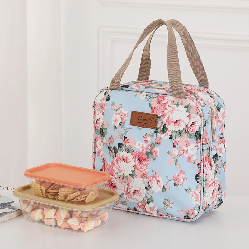 Portable large capacity insulated lunch bag waterproof cloth handbag box outdoor carrying picnic 250401