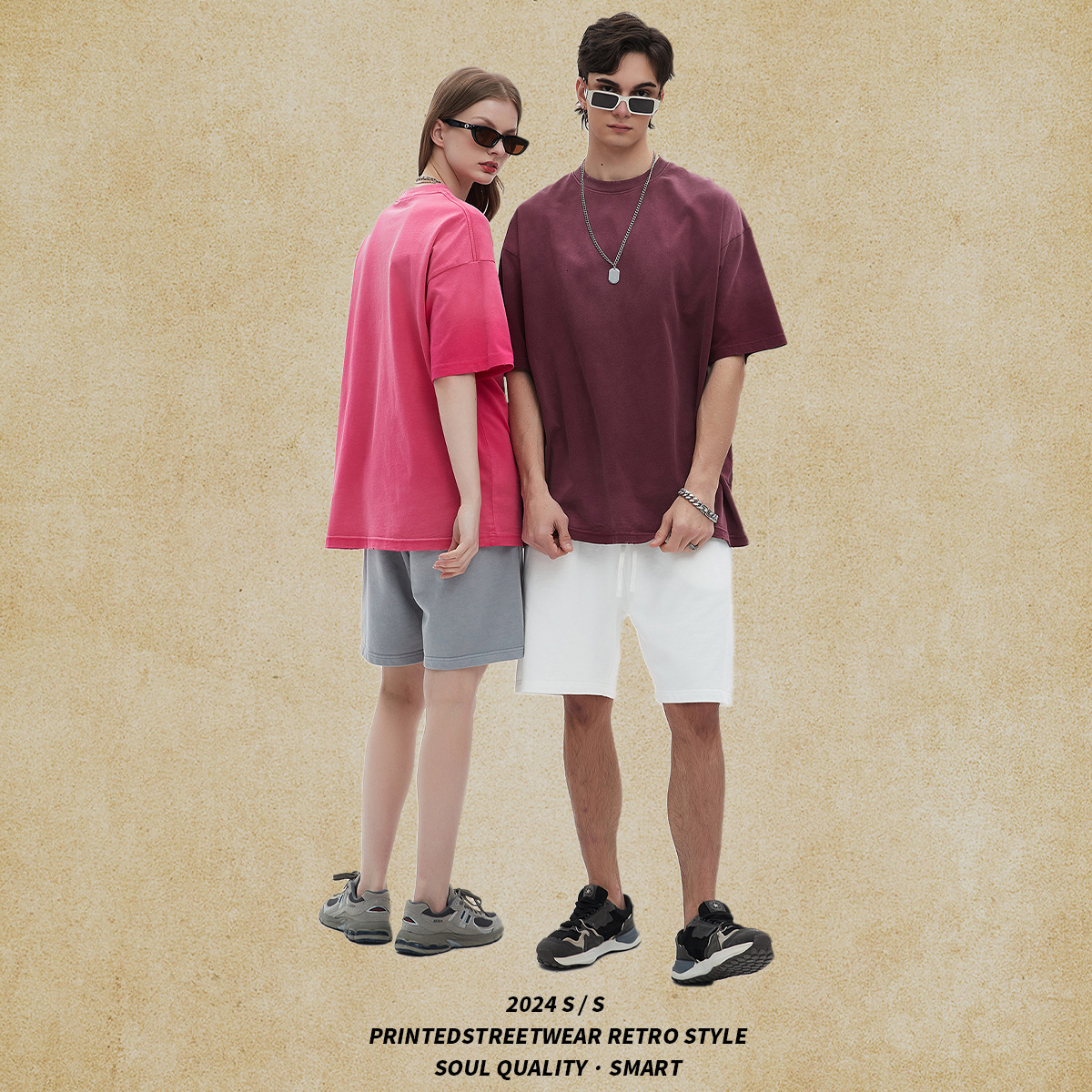 Large Wear | 2025 Spring/Summer New Product Spray Ma Liu Make Old Wash Water Men's T-shirt Street Trendy Short Sleeve Men