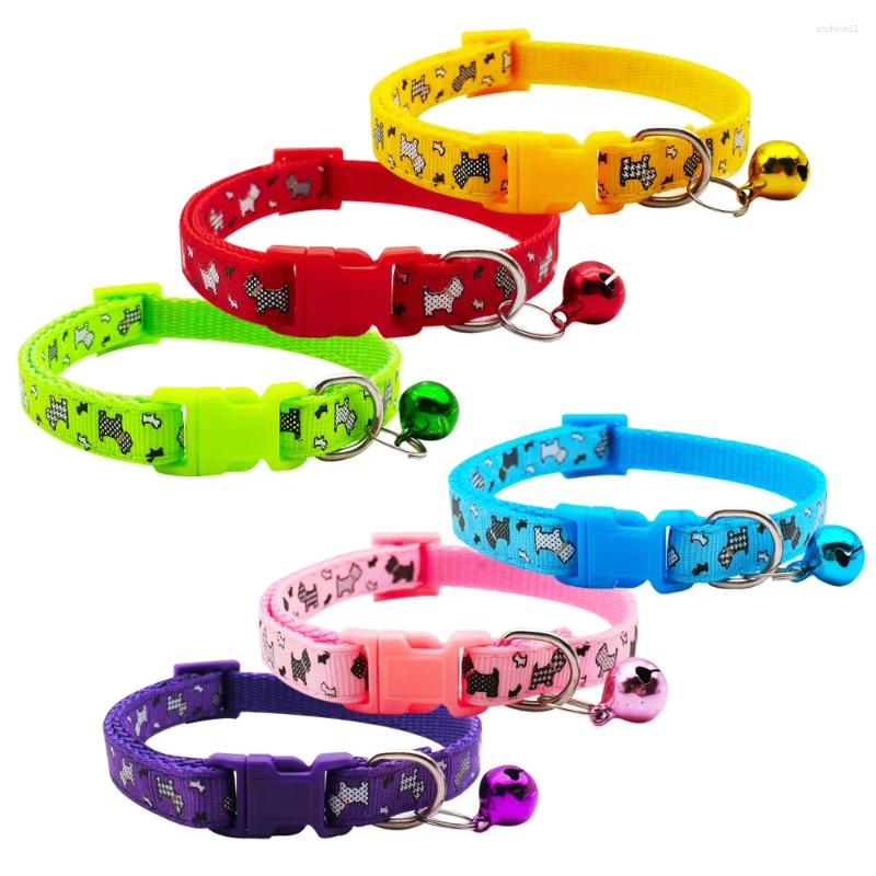 Update Pet Supplies Personalized Cartoon Print Adjustable Dog Collar With Bell Accessories Plastic Square Clasp Traction