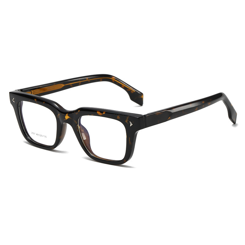 New Cross-Border Fashion Acetate Pin-Style Square Frame Retro Optical Glasses for Men and Women Plain-Frame Decorative Non-Prescription Eyewear