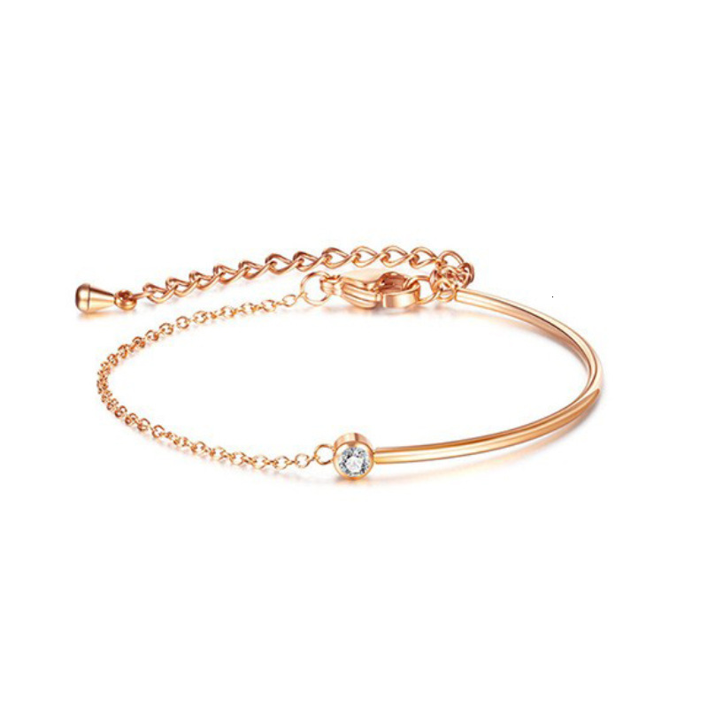 Dingyuan Korean version titanium steel simple personalized zircon bracelet for women, niche and cold style jewelry trend, high-end feeg