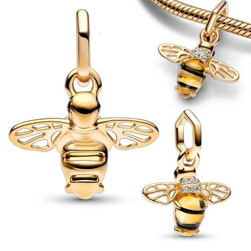 New 925 Silver Gold-plated Bee Dog Paw LOVE Pendant Bead Fit Original European Bracelet DIY Accessories Female Charm JewelryXJ251107