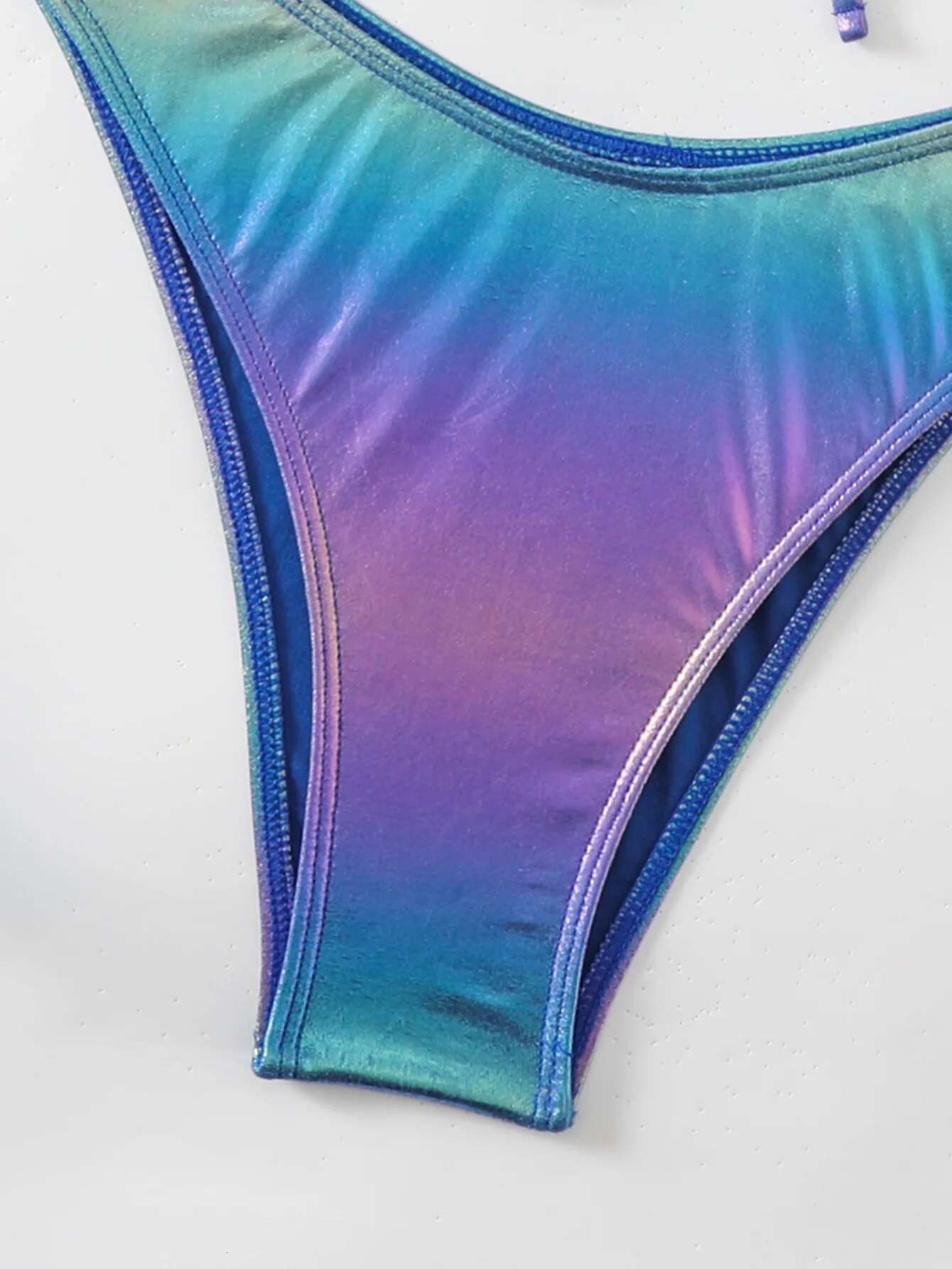Dongdumaoyi Shiny Glossy Blue Bikinis Sets Women Sexy Halter Cross Bandage Push Up Micro Swimsuit Brazilian Bathing Suit High Waist Swimwear