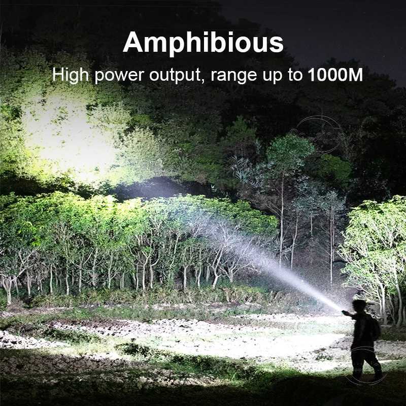 High Power LED Diving Flashlights IPX8 Waterproof Dive Torch Rating Professional Diving Light 26650 Flashlight With Hand RopeW251106