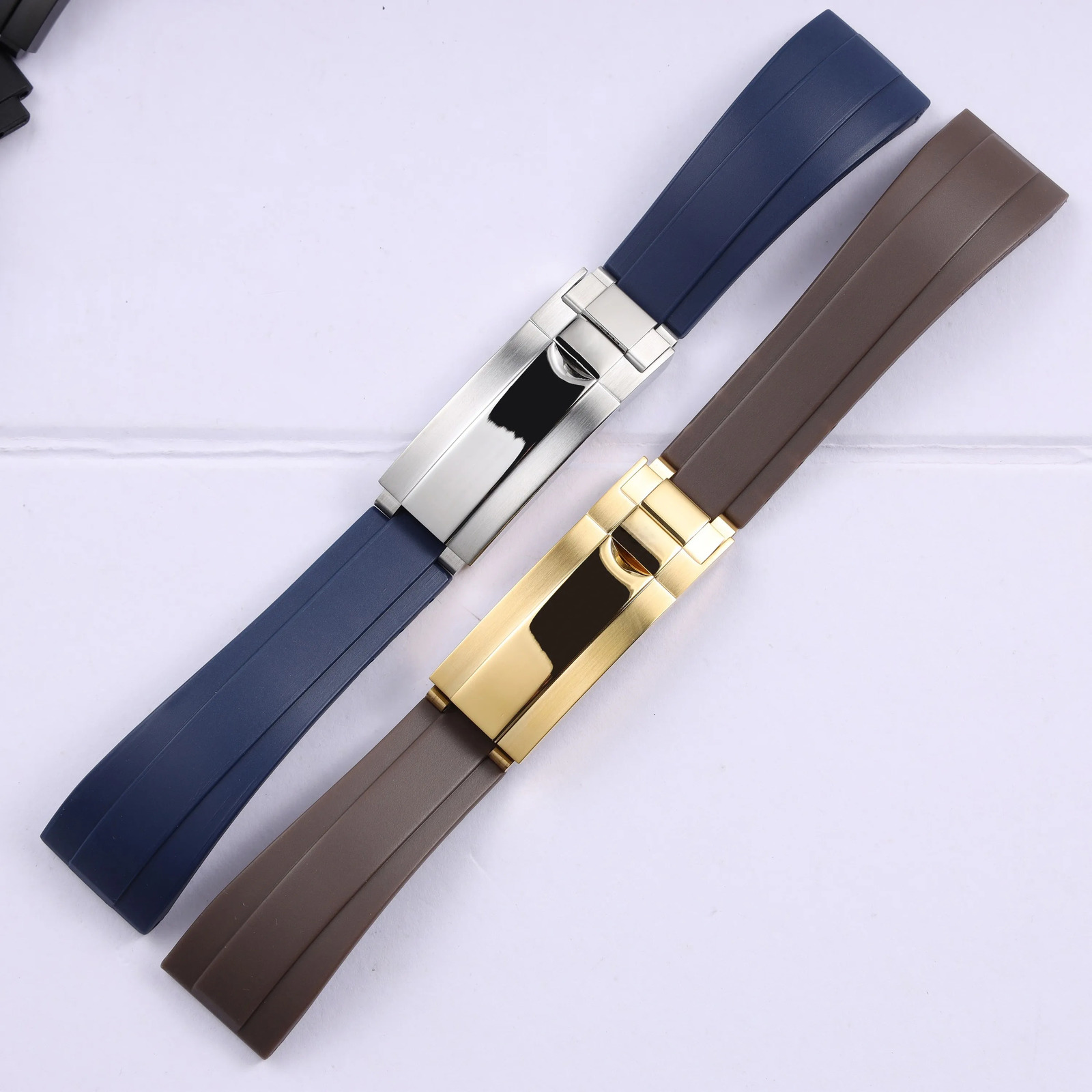 high quality 20 21mm black blue rubber watchband strap for Rolex Submariner Daytona GMT Oyster Datejust Silicone Wrist Bracelet 251107