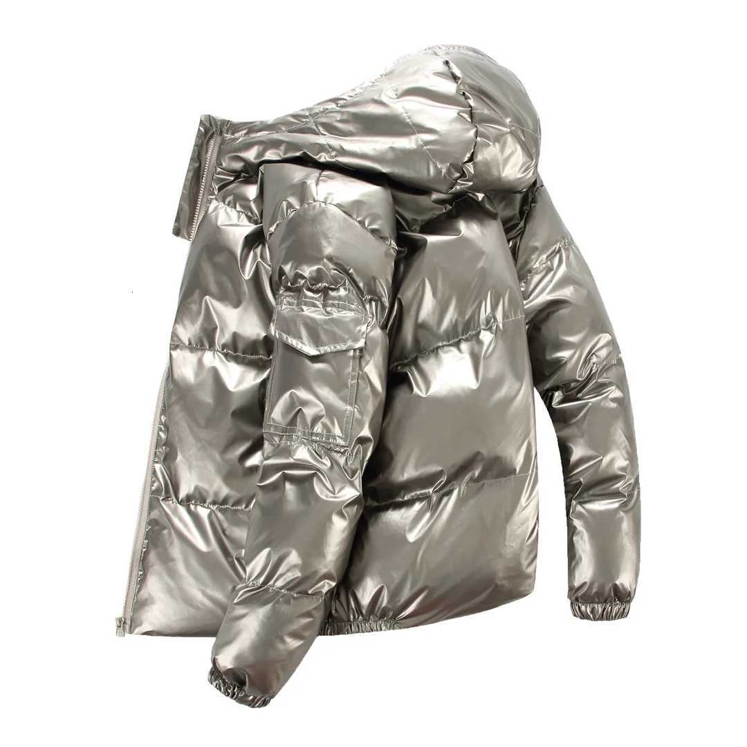2024 Winter Jacket Men Parka Shiny Hooded Warm Coats Zipper Up High Quality Jackets Overcoat Thick Jackets Plus sizeT251107