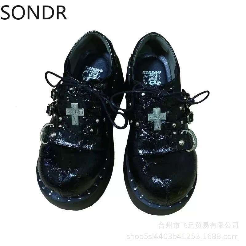 Mary Jane 2022 New Round Toe Thick Sole Large Size British Small Leather Heightened Cake Women's Shoes