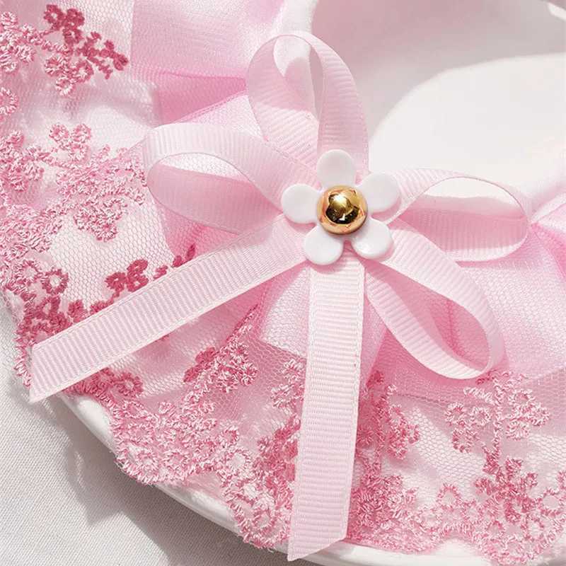 Fashion bow pet collar cute lace mesh embroidery pet bib Burp fabric cute dog and cat necklace M250407