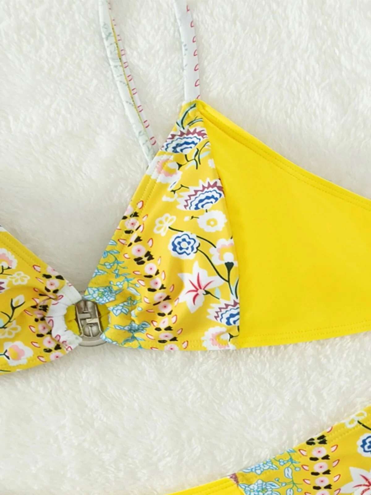 Dongdumaoyi Sexy Flower Print Two Piece Swimsuit Set Triangle Bra Suspender Backless Bikini Beach Vacation Lace Up Swimwear New