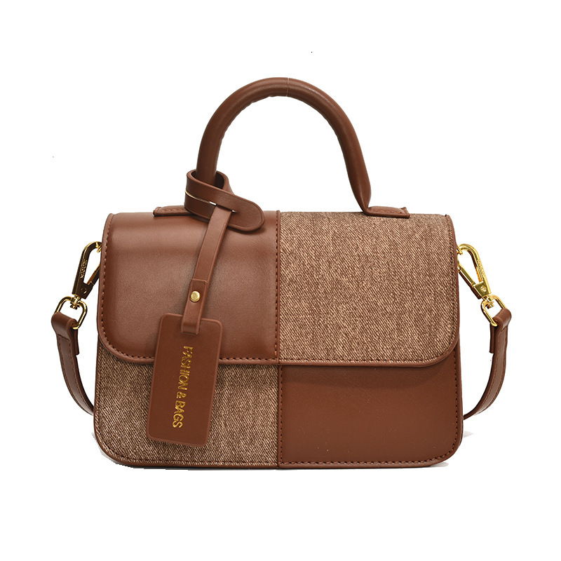 2025S Designer Women S Bag Autumn Versatile Fashionable Women S New Matte Shoulder Crossbody Dual Color Splicing Hand Held Small Square Bag