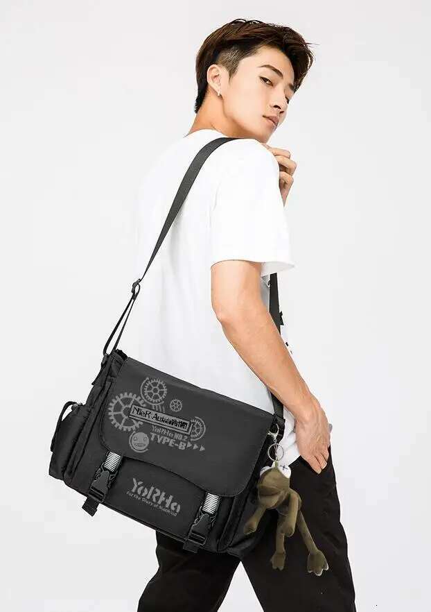 Nier:Automata Anime Oxford Crossbody Messenger Student School Shoulder Black Bags Teenager Casual Travel Outdoor Gift