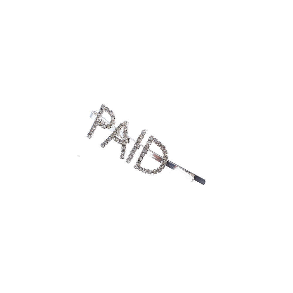 English letter one character NEW bangs rhinestone silver personalized fashion trend alloy hair clip