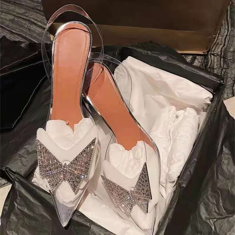 34-45 PVC Transparent Crystal 2024 Summer New Pointed Odd Heel Stiletto Ladies Sun Decoration Wild Fairy Shoes