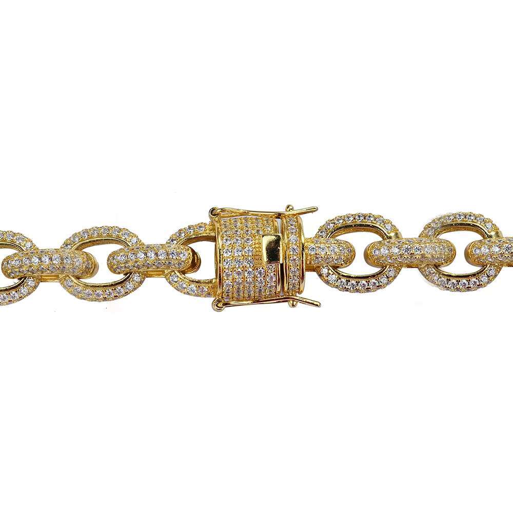 Wholesale Direct Sales Hip Hop Cross Shape Cuban Chain Gold Plated Pave 5A CZ Brass Material Mens Bracelet