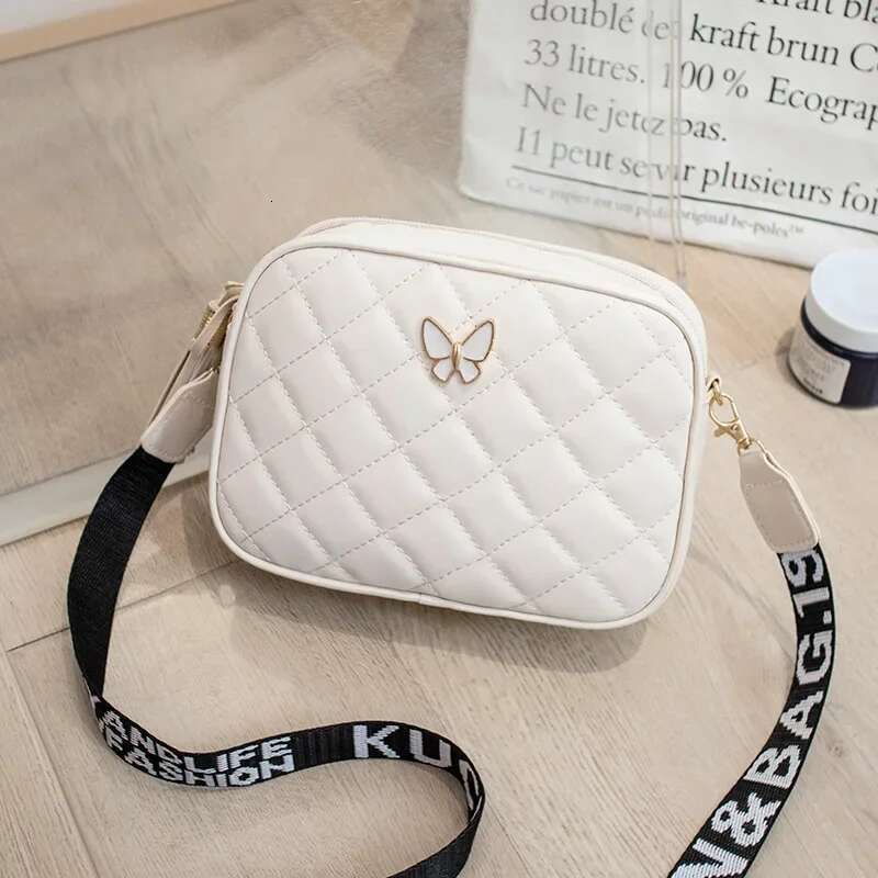 Embroidered Leisure gge Butterfly Decorative Single Tassel Shoulder Strap Printing Cross Body Small Square Bag