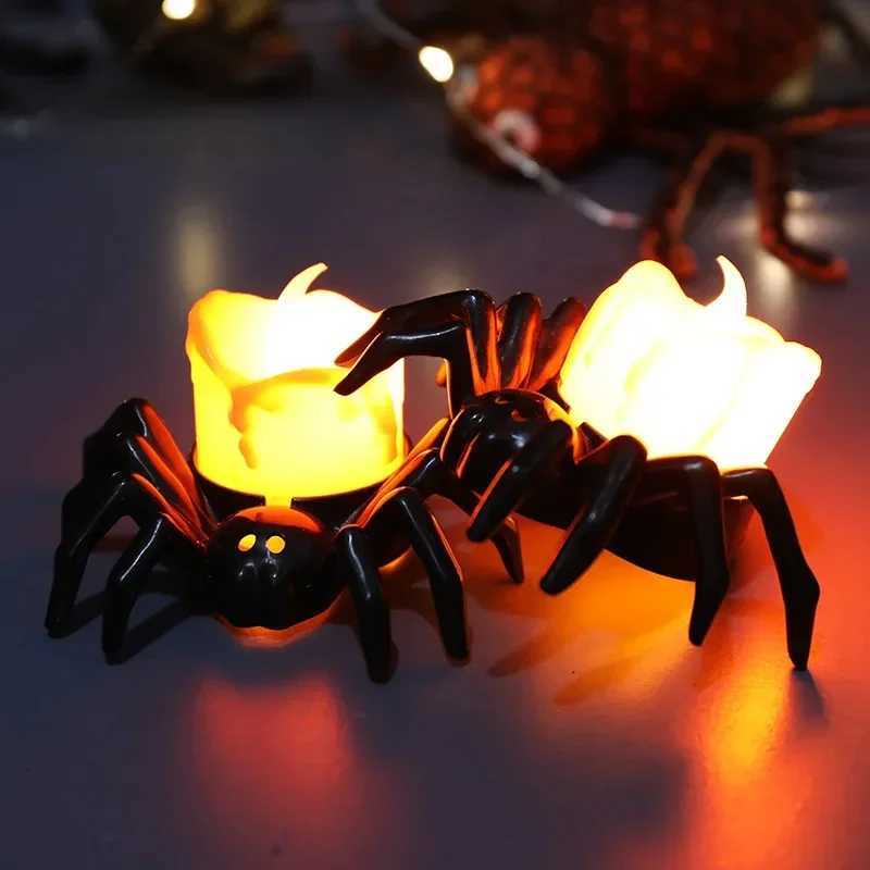 3/12/24Pcs Halloween Spider Night Light LED Horror Spider Light Spider Back Eye-popping Candle Lamp Party Decoration Props W251107