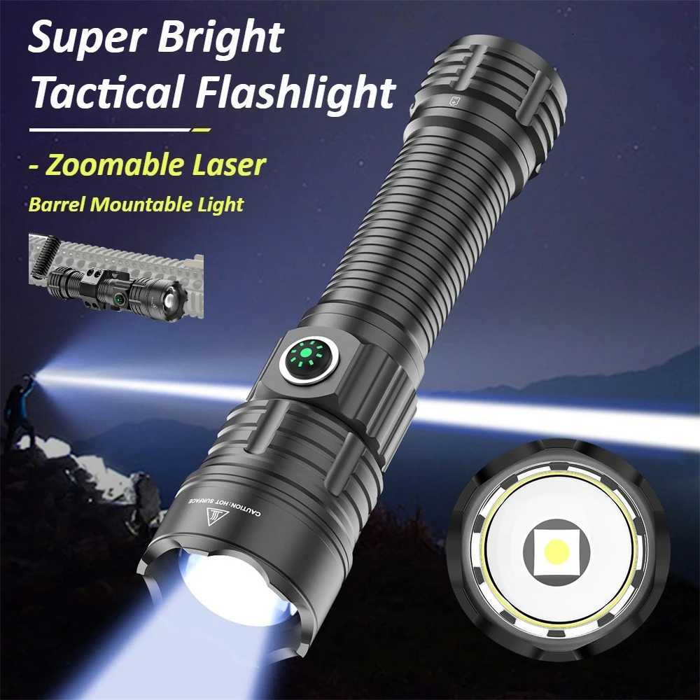 Barrel Mounted Tactical Super Flashlights Zoomable LED Ultra Powerful Flashlight Pressure Switch Loaded Rechargeable Night ScoutW251106