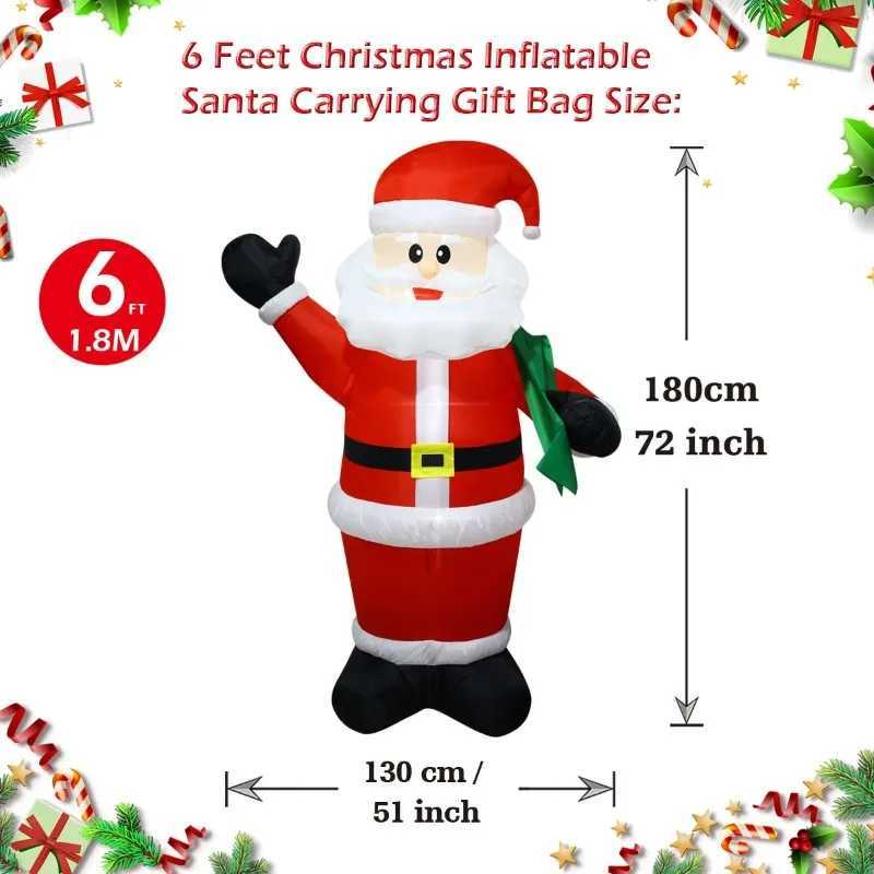 Outdoor Christmas Inflatables - LED Light Snowman Branch Snowman Gingerbread Man Gift Bag Snowman Lawn Yard Decor W251107