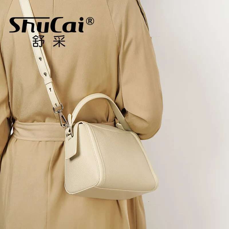 Genuine Leather Head Layer Boston Bag Simple Texture Cowhide Shoulder Crossbody Designer Bags Lurxry For Women Niche New