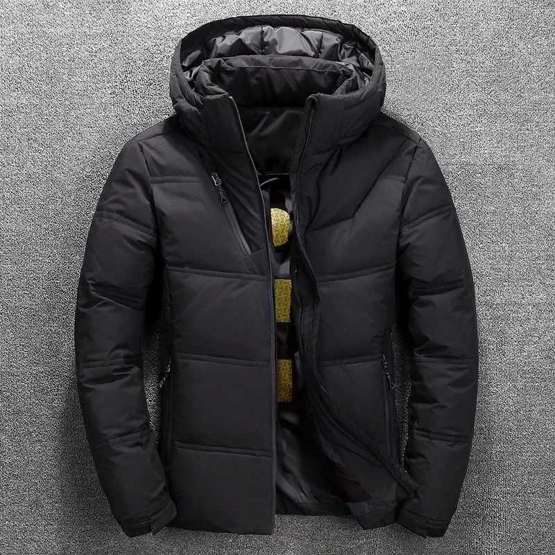 Mens Red Down Jacket 2025 New Winter Mens Coat Windproof Removable Cap Parka Solid Color Outdoor Casual Hooded Overcoat ClothesT251107
