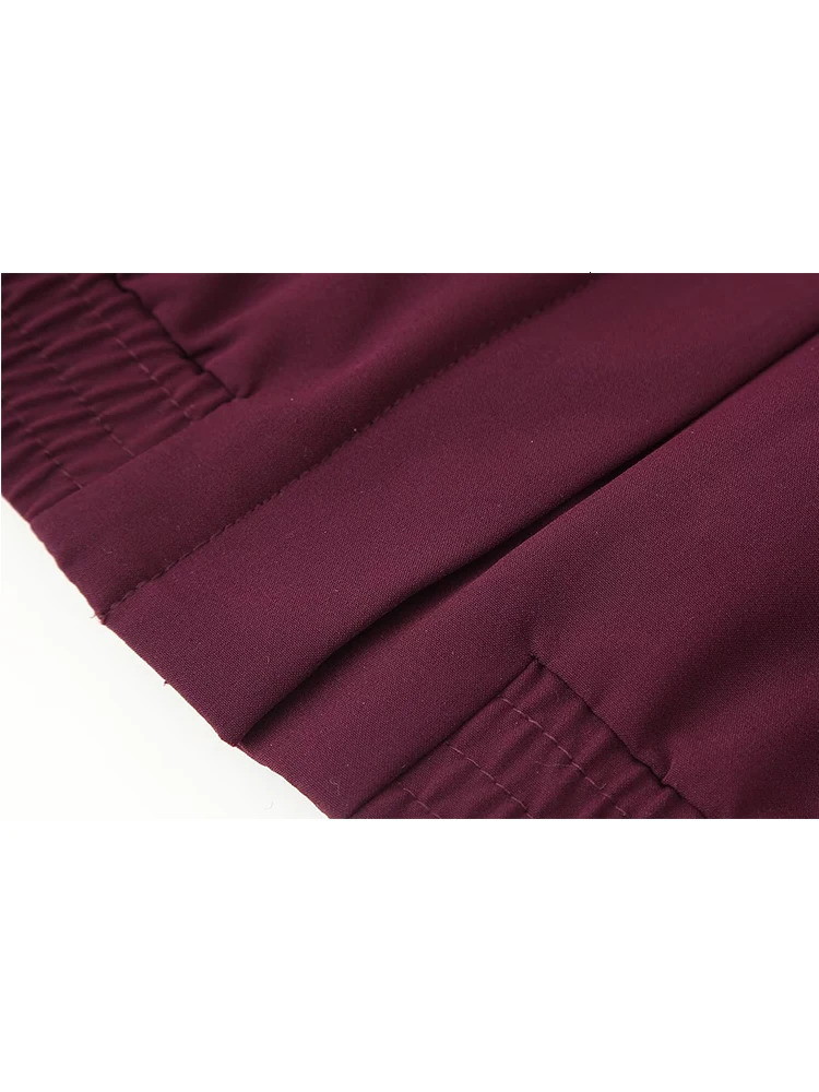 TFMLN Fashion Womens Bomber Jacket Pants Set Spring Shoulder Strap Zipper Solid Coat Full Wrinkled Street Clothing 250407