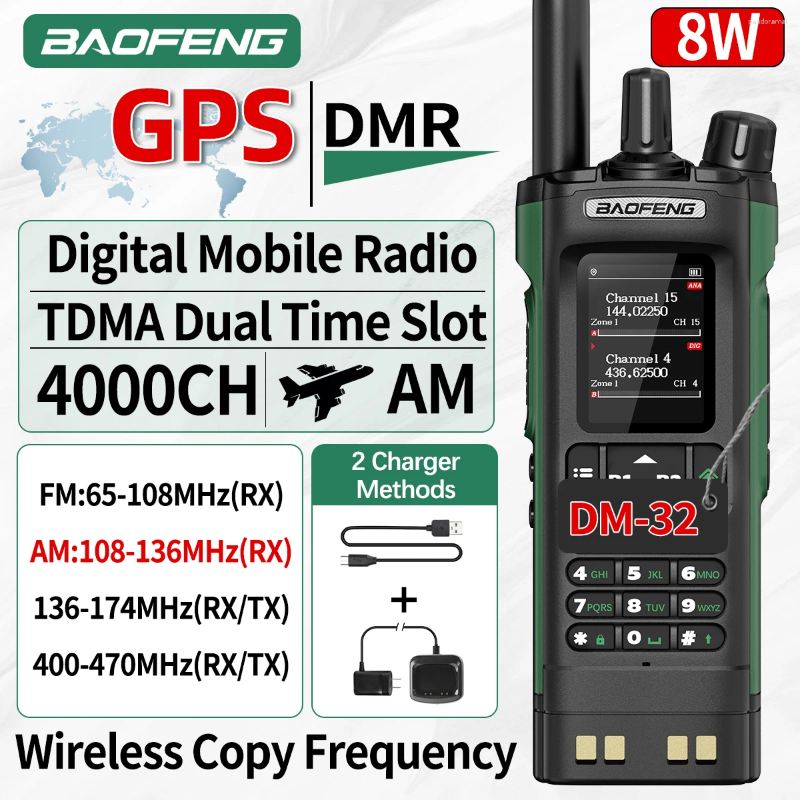 Walkie Talkie BAOFENG DMR DM-32 Digital GPS Multi Band Dual Time Slot Air Analog APRS Call For UV-32 Two Way Radio