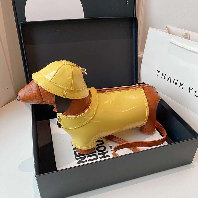 Yellow Fashion Exquisite Dog PU Barrel-shaped Shoulder Hot Trendy Super Cool Personality Crossbody Bags for Women 2025 New