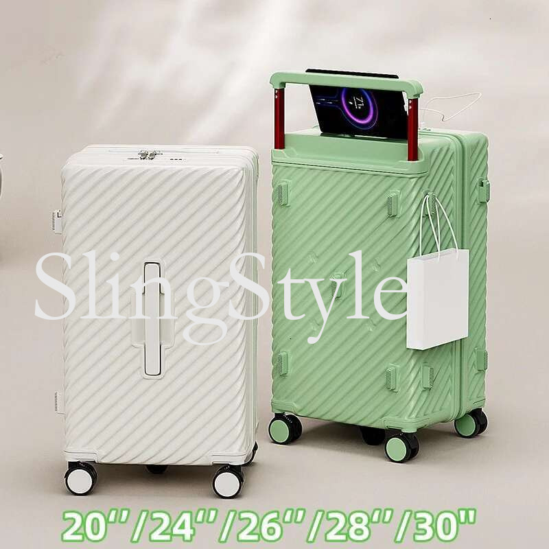Luggage Large capacity 20/24/26/28/30 Travel roll Usb charging port Wide trolley case with rotating wheel