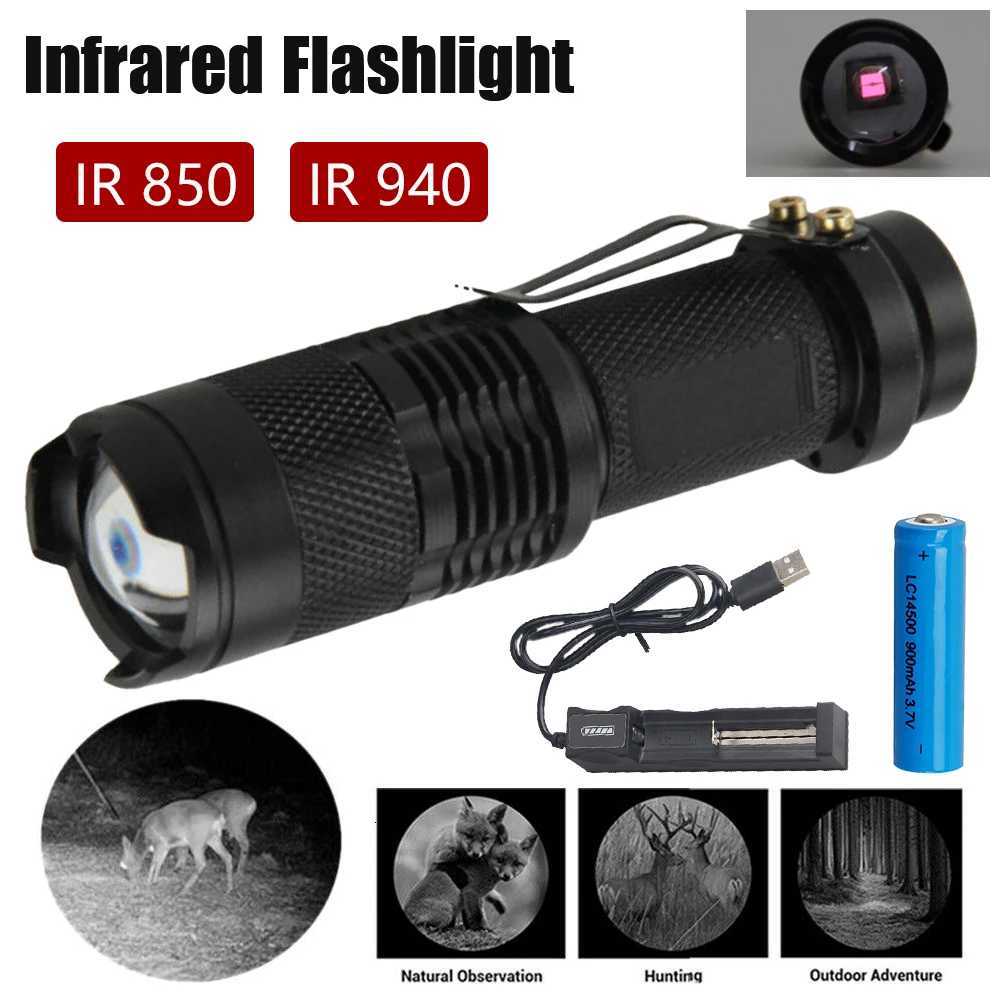 IR 850nm/940nm Infrared Flashlight Torch Hunting Radiation Night Vision light Zoomable Tactical Flashlight Torch Waterproof LampW251106