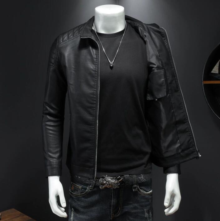 New fall Men's fashion leather pu zipper Motorcycle Causal blue Coat Mens Moto Biker 4XL top leisure spring outwear coats jacket men jackets