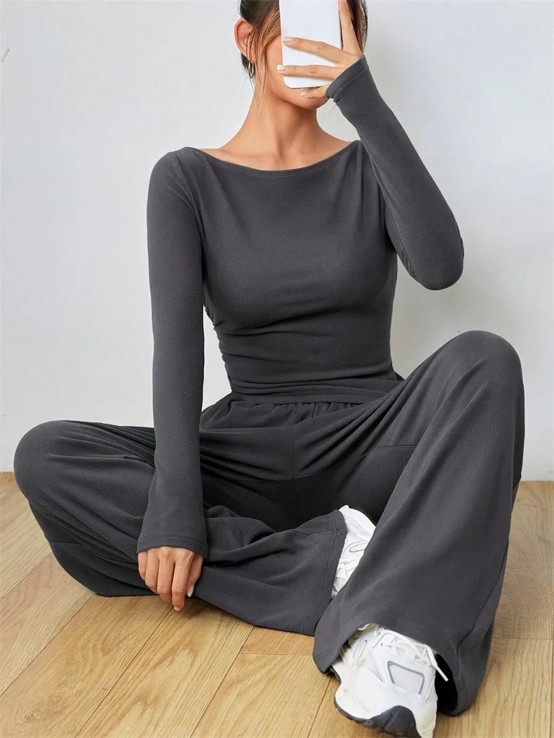 selling relaxed womens wide leg pants twopiece set soft and sticky style covering fashionable irregular patterns 250407