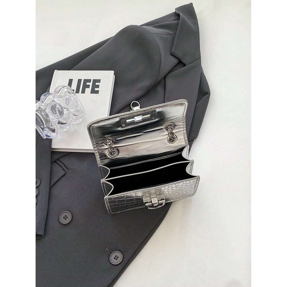 Hardware Mini Sier-tone Embellished PU Twist Lock Portable Fashion Bag For Women Shoulder Handbag