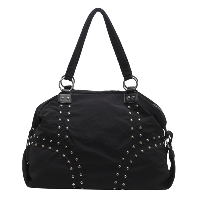 2025S Designer Women S Bag Autumn Popular Soft Cloth Rivet Shoulder Fashionable Large Capacity Tote Bag Casual Versatile Commuting Armpit Bag