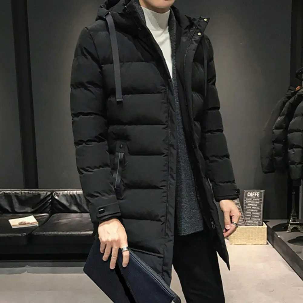 Hooded Cotton Coat for Cold Weather Cotton Coat with High Collar Winter Warmth Mens Hooded Down Parkas for OutdoorT251107