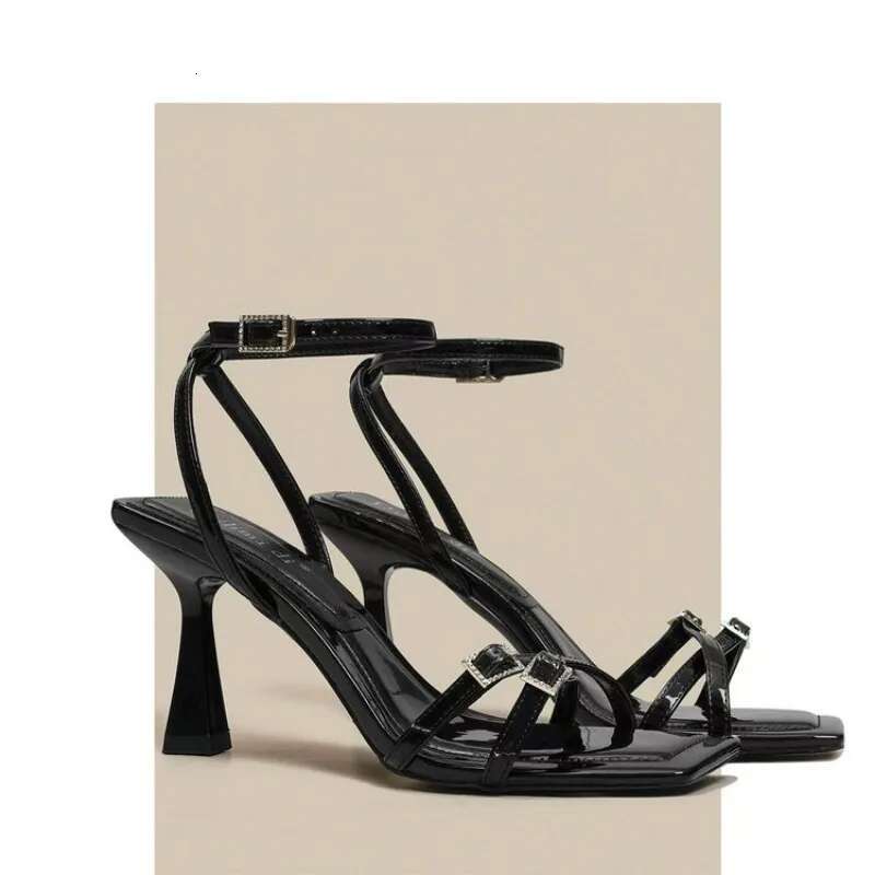New Summer Fashion Open Pure Color High Non-Slip Sexy Sandal Thin Heels Square Toe Women Shoes