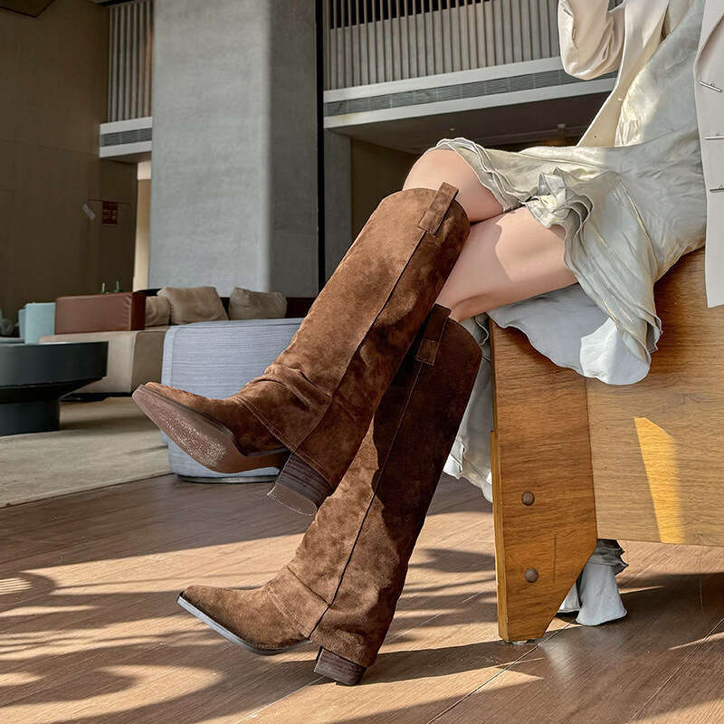 Mengzi Style Super Popular Long For Free shipping Women Summer Matching Dress Hot Brown Small Size Trouser Leg Riding Boots