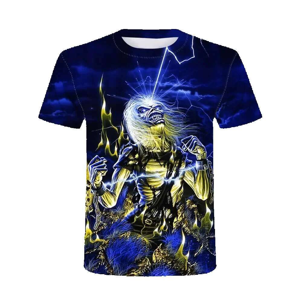 2025 trendy summer muscle warrior photo men's casual 3D printed T-shirt hip-hop metal personality round neck top 6XL