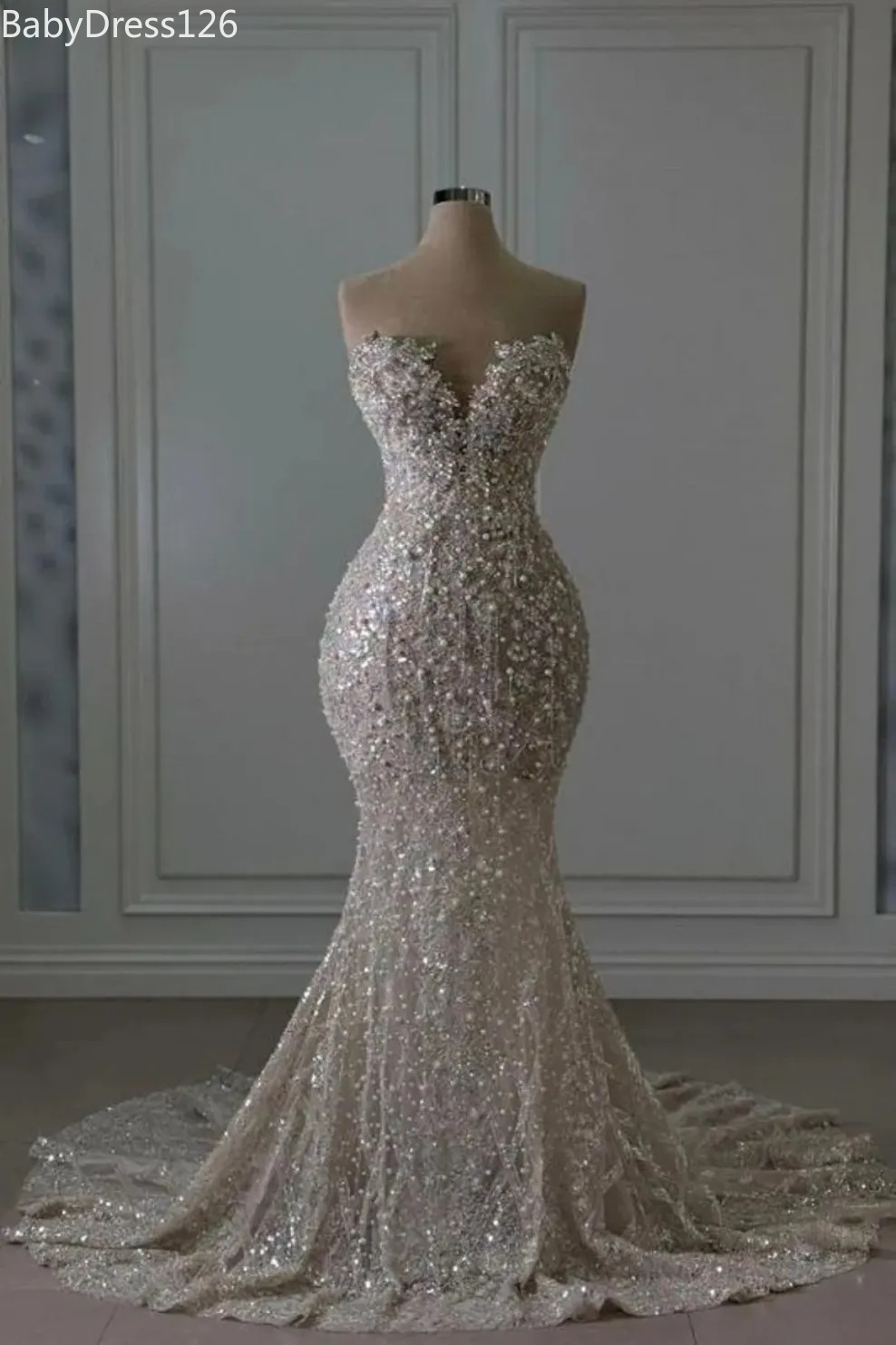 Luxurious Beadings Mermaid Evening Dress 2025 Elegant Sweetheart Beads Crystals Bridal Prom Gowns Women Formal Party Vestidos BC20050 1015