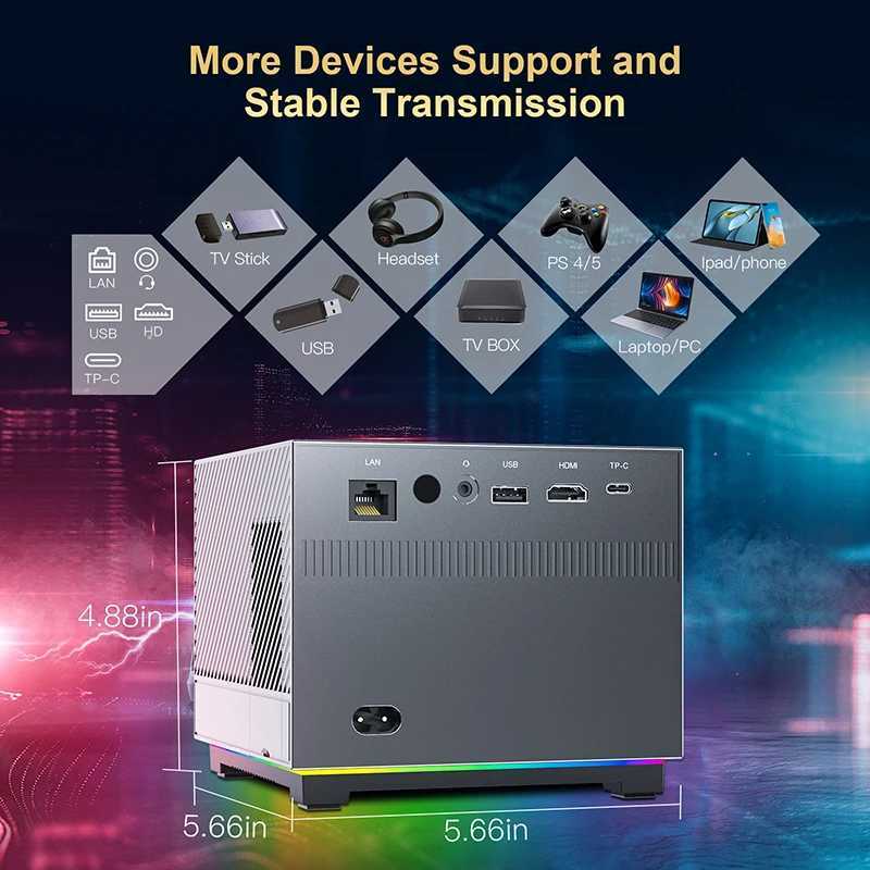 XNANO 300ANSI Projector 8K/4k WiFi 5G Voice Remote Portable Smart Movie Projector with LED Lighting BT5.0 Bulit-in App X250407